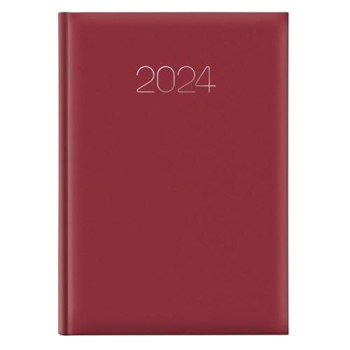 Agenda settimanale 2024 - copertina in carta imbottita - 17 x 24 cm - rosso  su