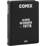 comix diario agenda 16 mesi mignon 14,5x10,5x3 cm 2024-2025 black & white