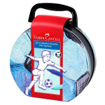 Faber Castel Valigetta in metallo calcio con 33 pennarelli connector per colorare e disegnare