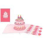 Origamo Biglietto Auguri Torta Rosa KPC04